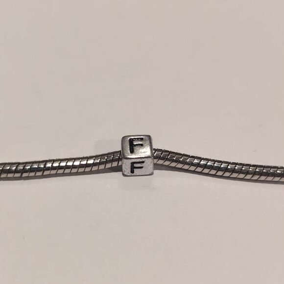 Silver F Spacer Charm for Pandora Style Bracelet - Picture 4 of 5